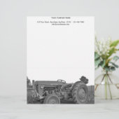 白黒の旧式なトラクター レターヘッド (スタンド正面)