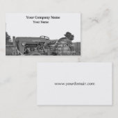 白黒の旧式なトラクター 名刺 (正面/裏面)