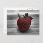 白黒の明るい赤イチゴ ポストカード (正面/裏面)