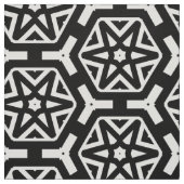 白黒の星と六角のパターン ファブリック (見本)