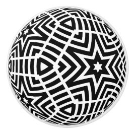 白黒の星のドアノブのキャビネットプル セラミックノブ