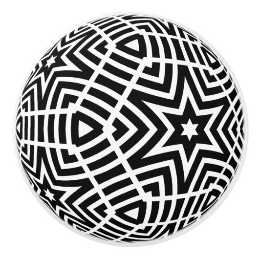白黒の星のドアノブのキャビネットプル セラミックノブ (正面)