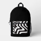 白黒の星の錯覚 プリントバックパック (正面)