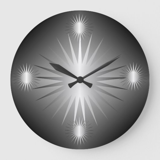 白黒の星時計 ラージ壁時計 (正面)