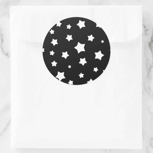 白黒の星模様 ラウンドシール (バッグ)