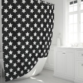 白黒の星 シャワーカーテン