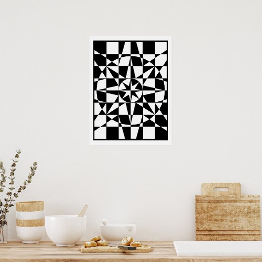 白黒の星 ポスター (キッチン)