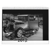 白黒の昨日の2012台の車 カレンダー (カバー)