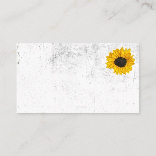 白黒の晴れた黄色いヒマワリ 名刺 (裏面)