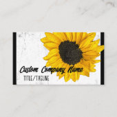 白黒の晴れた黄色いヒマワリ 名刺 (正面)