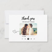 白黒の曲の再生リストの写真結婚の種類 サンキューカード (正面)