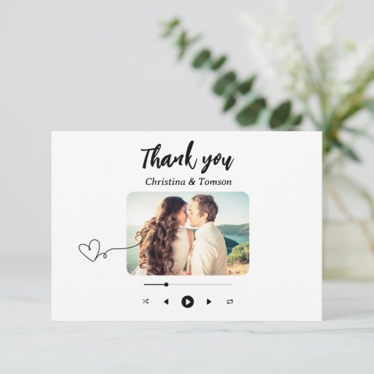 白黒の曲の再生リストの写真結婚の種類 サンキューカード (スタンド正面)