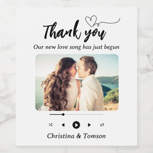 白黒の曲の再生リストの写真結婚の種類 ワインラベル (シングルラベル)