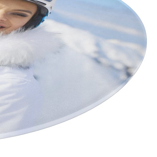 白黒の曲線の文字家族の写真 カッティングボード (角)