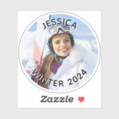 白黒の曲線の文字家族の写真 シール (シート)