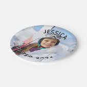 白黒の曲線の文字家族の写真 ペーパープレート (アングル)