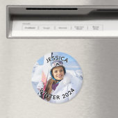 白黒の曲線の文字家族の写真 マグネット (インサイチュ (食洗機))