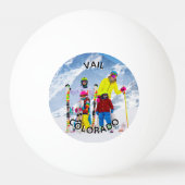 白黒の曲線の文字家族の写真 卓球ボール (裏面)