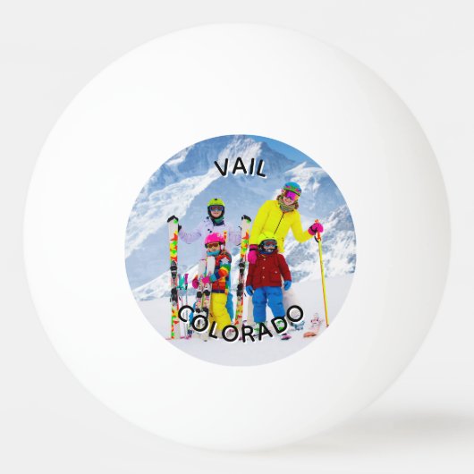 白黒の曲線の文字家族の写真 卓球ボール (裏面)