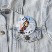 白黒の曲線の文字家族の写真 缶バッジ (インサイチュ)