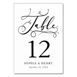 白黒の書お洒落道表番号 テーブルナンバー