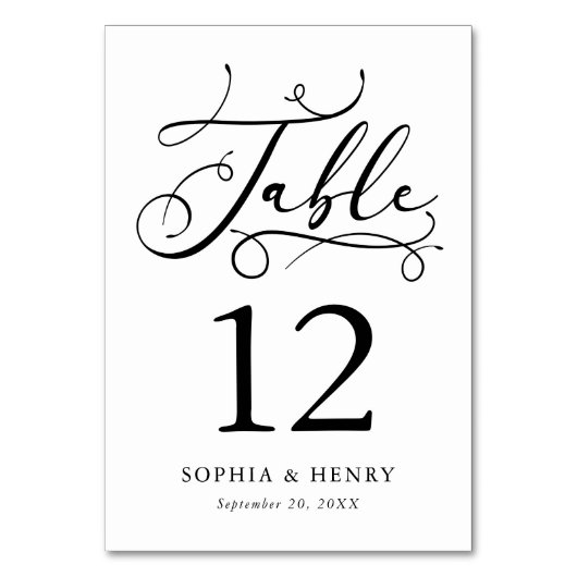 白黒の書お洒落道表番号 テーブルナンバー (正面)