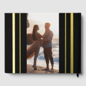 白黒の書エレガント道フォーマルの結婚数 ゲストブック (裏面)