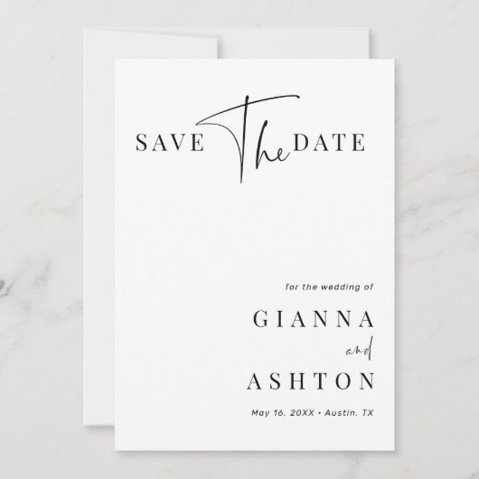 白黒の書モダン跡の結婚写真 セーブザデート (正面)