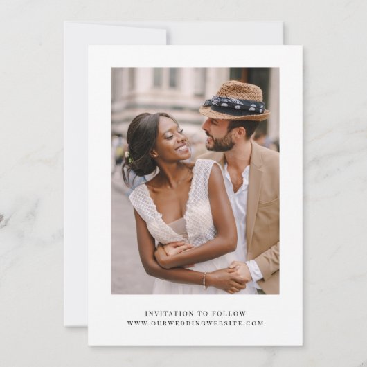 白黒の書モダン跡の結婚写真 セーブザデート (裏面)