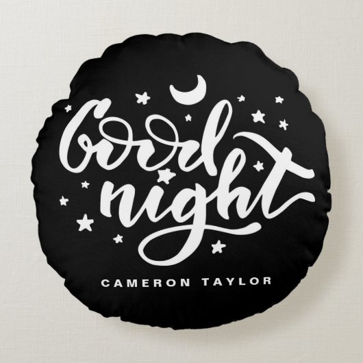 白黒の書モダン道グッドナイト ラウンドクッション (正面)
