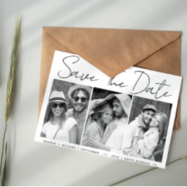 白黒の書跡3枚の写真コラージュ セーブザデート