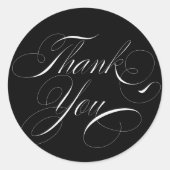 白黒の書道ありがとう結婚。 ラウンドシール (正面)
