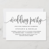 白黒の書道かわいらし結婚披露宴 招待状 (正面)