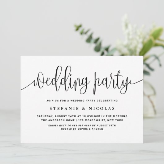 白黒の書道かわいらし結婚披露宴 招待状 (スタンド正面)