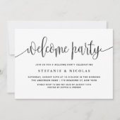 白黒の書道のかわいらし歓迎パーティー 招待状 (正面)