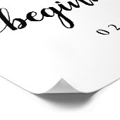 白黒の書道のデザ結婚ートテーブル ポスター (角)