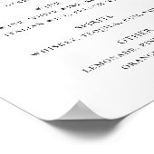 白黒の書道のドリンク結婚バー ポスター (角)