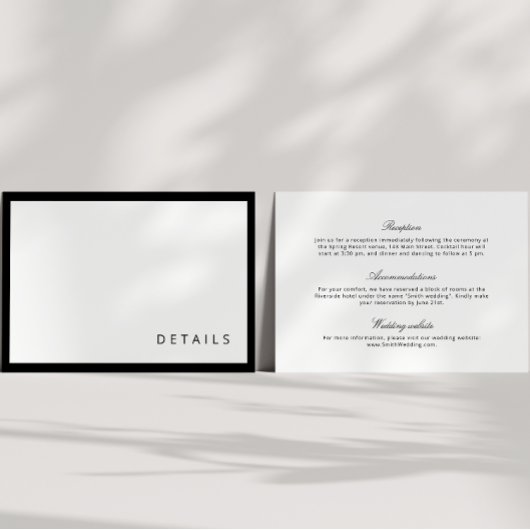 白黒の書道のモダン結婚詳細 エンクロージャーカード