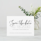 白黒の書道の写真日付カードを保存 セーブザデート (スタンド正面)