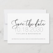 白黒の書道の写真日付カードを保存 セーブザデート (正面)