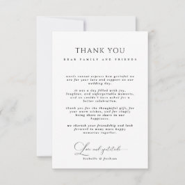 白黒の書道の愛と感謝結婚の気持ち サンキューカード