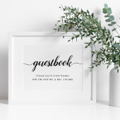 白黒の書道の結婚ゲストブックサイン ポスター