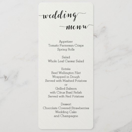 白黒の書道の結婚メニューカード メニュー (正面)
