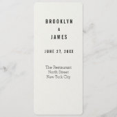 白黒の書道の結婚メニューカード メニュー (裏面)