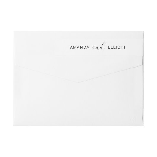 白黒の書道の結婚差出人住所 ラップアラウンドラベル (裏面)