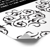 白黒の書道の結婚座席表 ポスター (角)