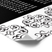 白黒の書道の結婚座席表 ポスター (角)