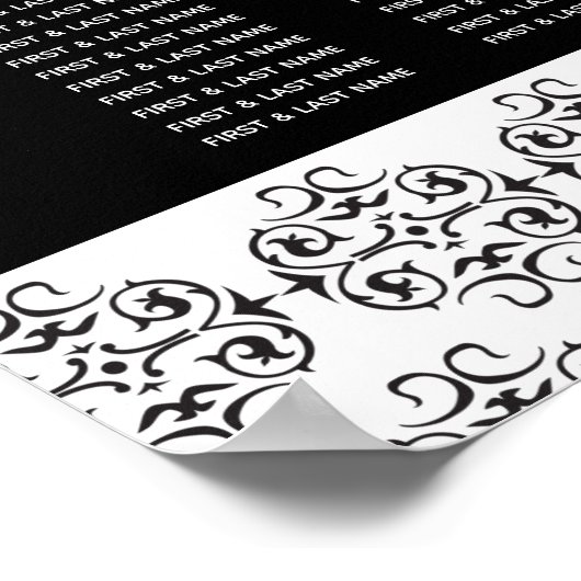 白黒の書道の結婚座席表 ポスター (角)