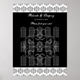 白黒の書道の結婚座席表 ポスター