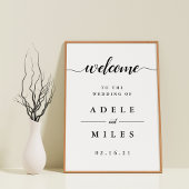 白黒の書道の結婚歓迎 ポスター